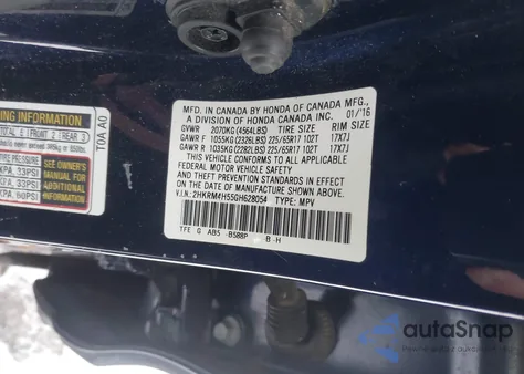 2016 Honda Cr-V Ex from USA, damaged, VIN 2HKRM4H55GH628054